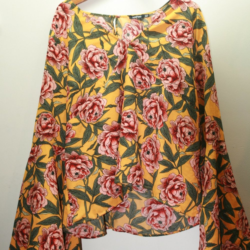 Boohoo Savannah Floral Shirt Dress Size 20